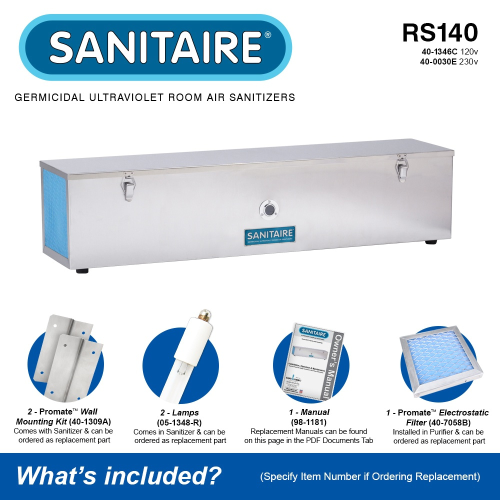 SANITAIRE® UV Room Air Sanitizers RS72 - RSA760 (Free Standing, Wall or Ceiling Mount)